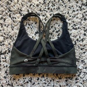 Lululemon Energy Sports Bra Green Camo Yoga Gym Athletic Women's Size 2
